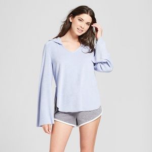 Blue Terrycloth Bell Sleeve Xhilaration lounge top